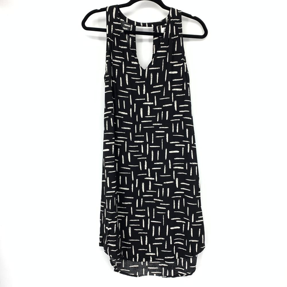 Old Navy A-Line Sleeveless Dress Womens Sz Medium Tall Keyhole Back Black White